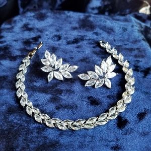 Swarovski Elements 925 Sterling Silver Marquis Tennis Bracelet NEW